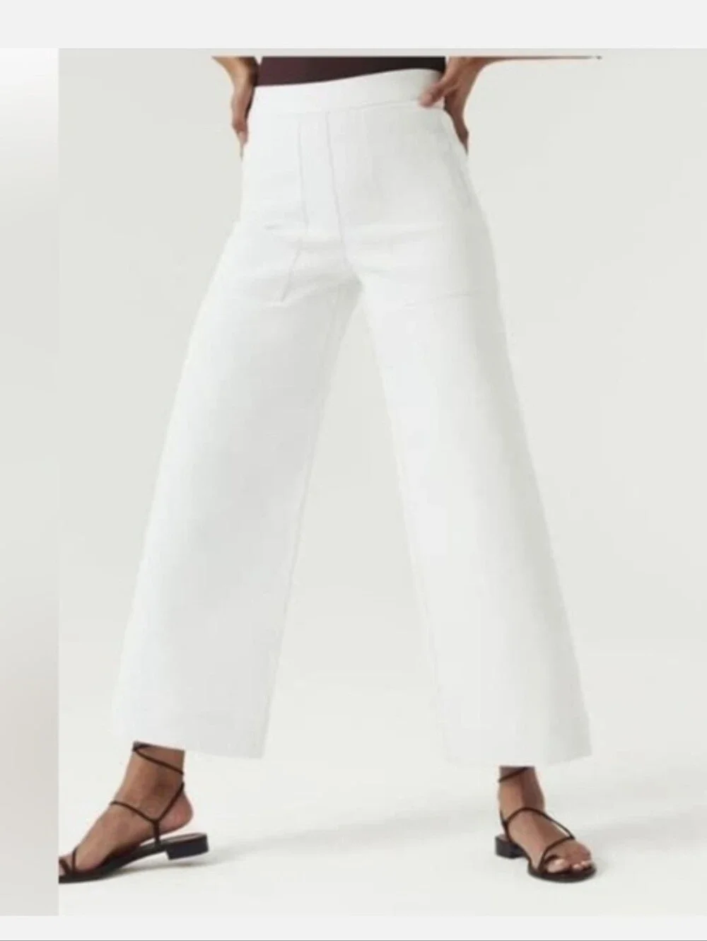Spanx Cropped Wide-Leg White Pants.